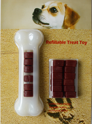 Nylon toy with refillable treats 